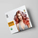 New GK Hair Folding Formulation Chart- Juvenile display of vibrant, wavy hair with shades of pink and orange on a product packaging for GK Professional Hair Color.