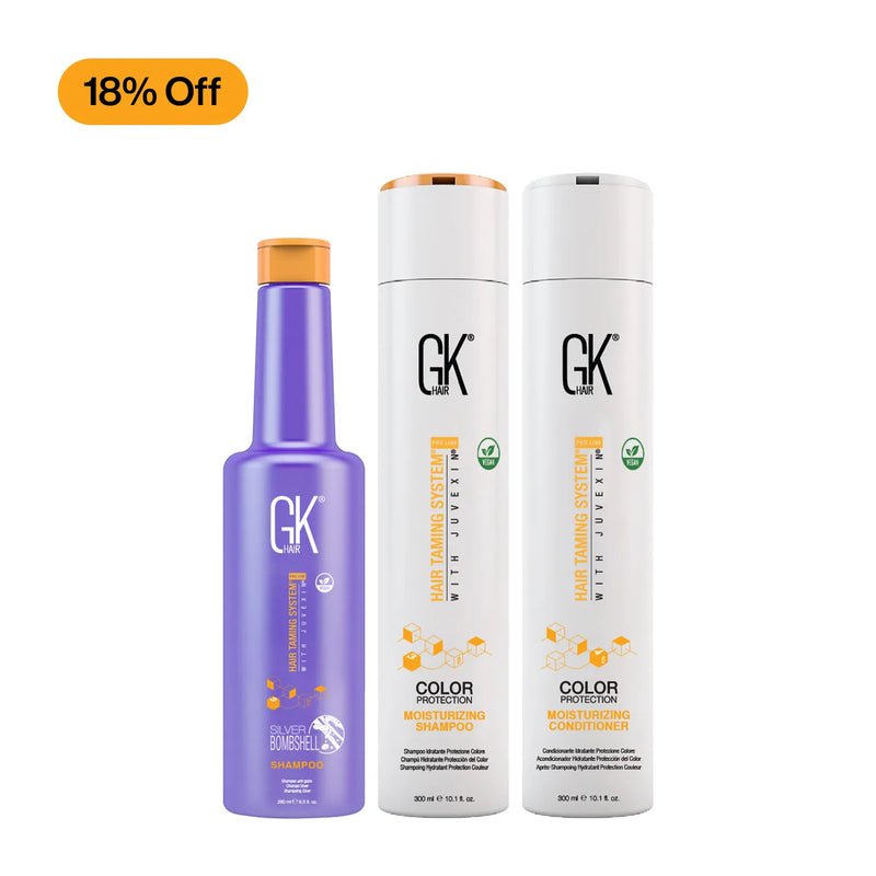 GK Hair Silver Bombshell Shampoo 280 ml with Color Protection Moisturizing Shampoo and Conditioner 300 ml, 18% Off badge