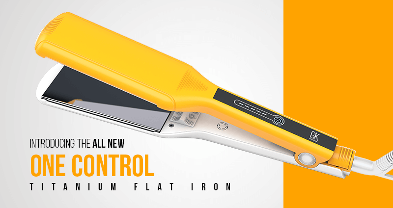 One Control Titanium Flat Iron photographed with its single control button on the handle