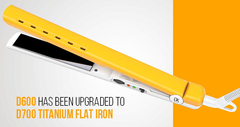 Close-up product shot of the D700 Titanium Flat Iron with its smooth titanium plates