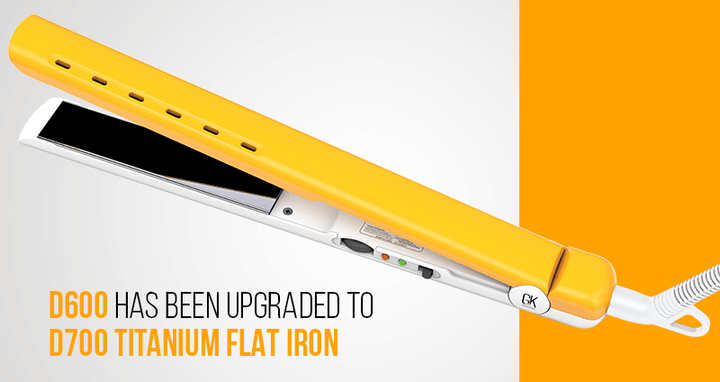 Close-up product shot of the D700 Titanium Flat Iron with its smooth titanium plates