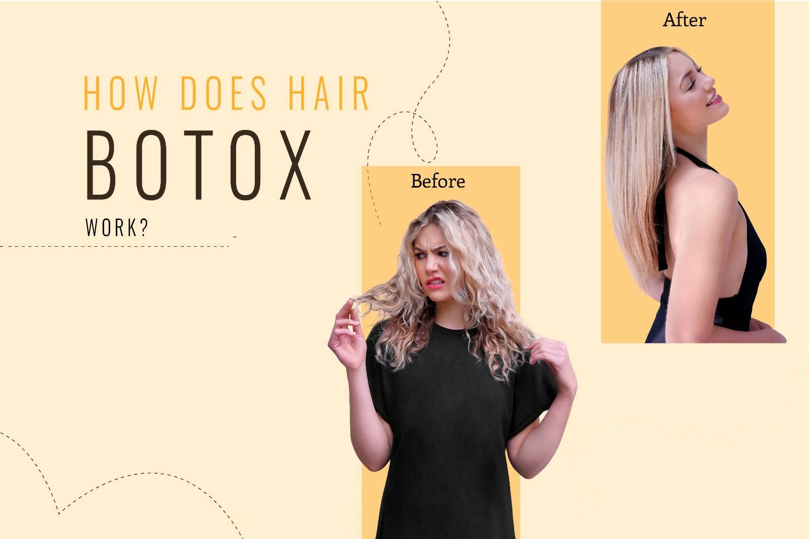 A Woman Showcasing her Hair Before and After using Botox Hair Treatment