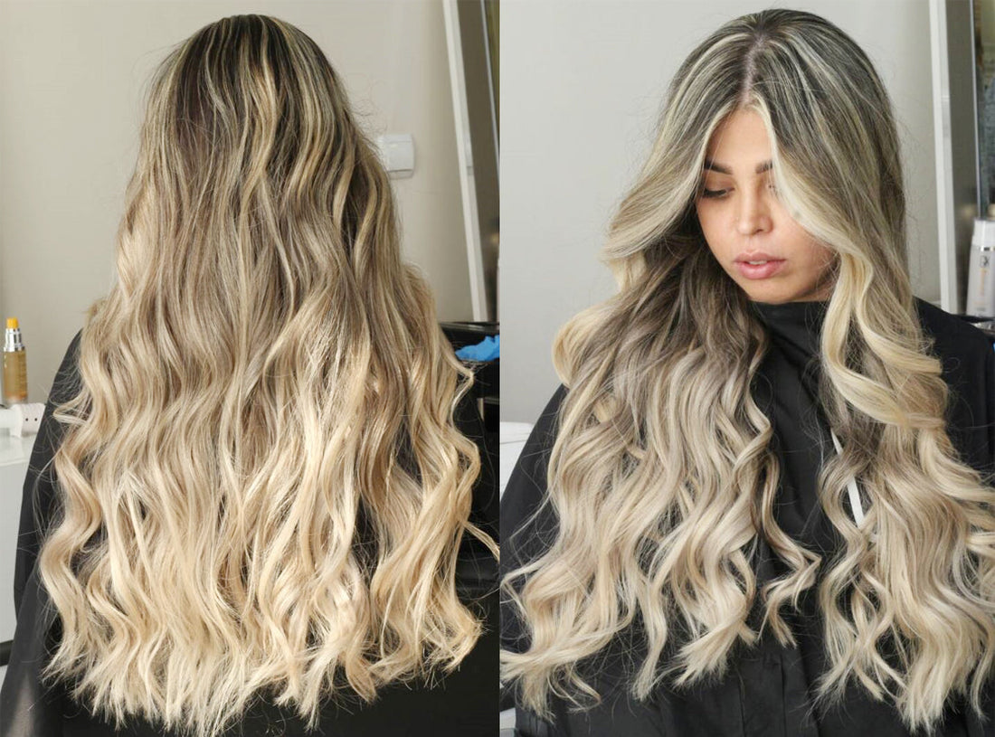 Mehrnaz Ghadery, gkhair, hair color, transformation, balayage, IGK, iran