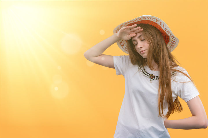 Image showing a girl wearing hat protecting her hair from sun