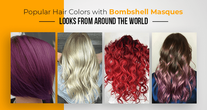 Model with vibrantly colored hair showing a shade from the GK Hair Bombshell Masque range