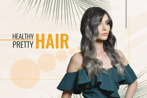 A lady with healthy hair after using a hair spray