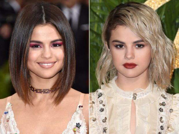 Selena Gomez with a new hairstyle, one of the celebrity hair transformations featured in this roundup