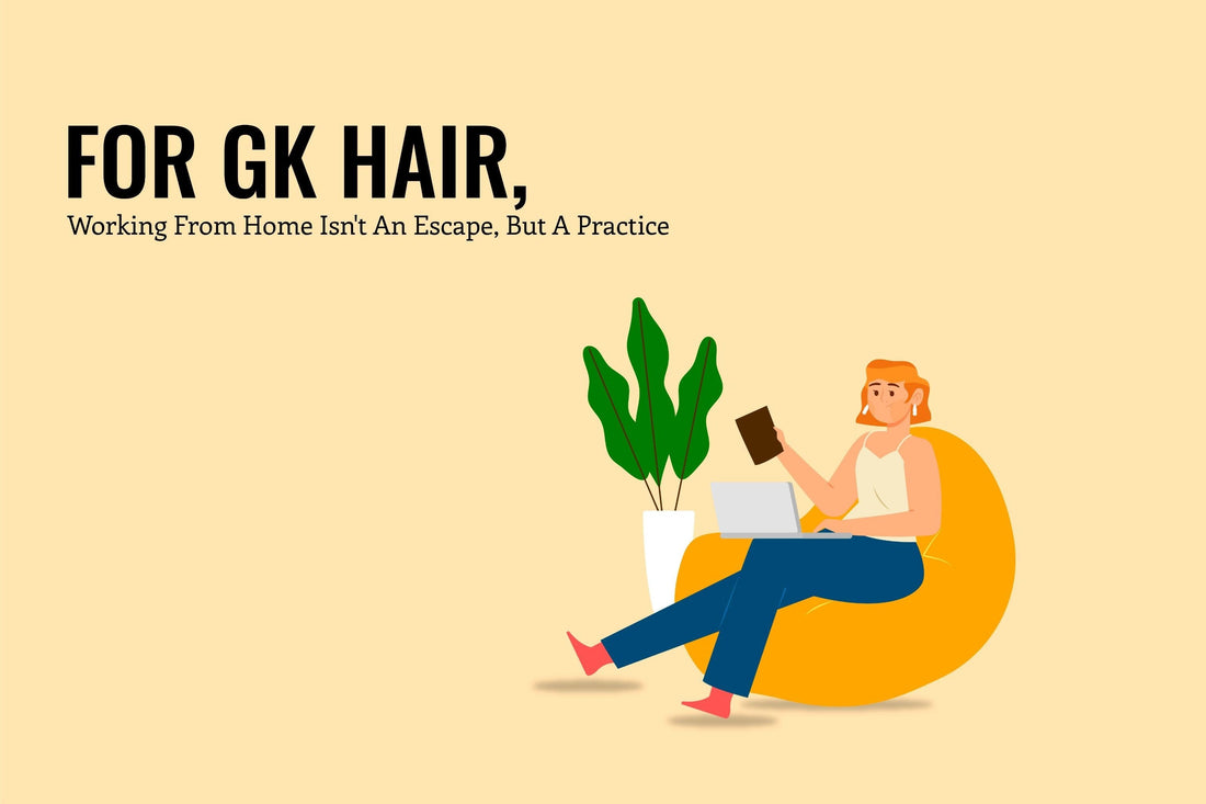 GK Hair team members working remotely on laptops during an online video meeting