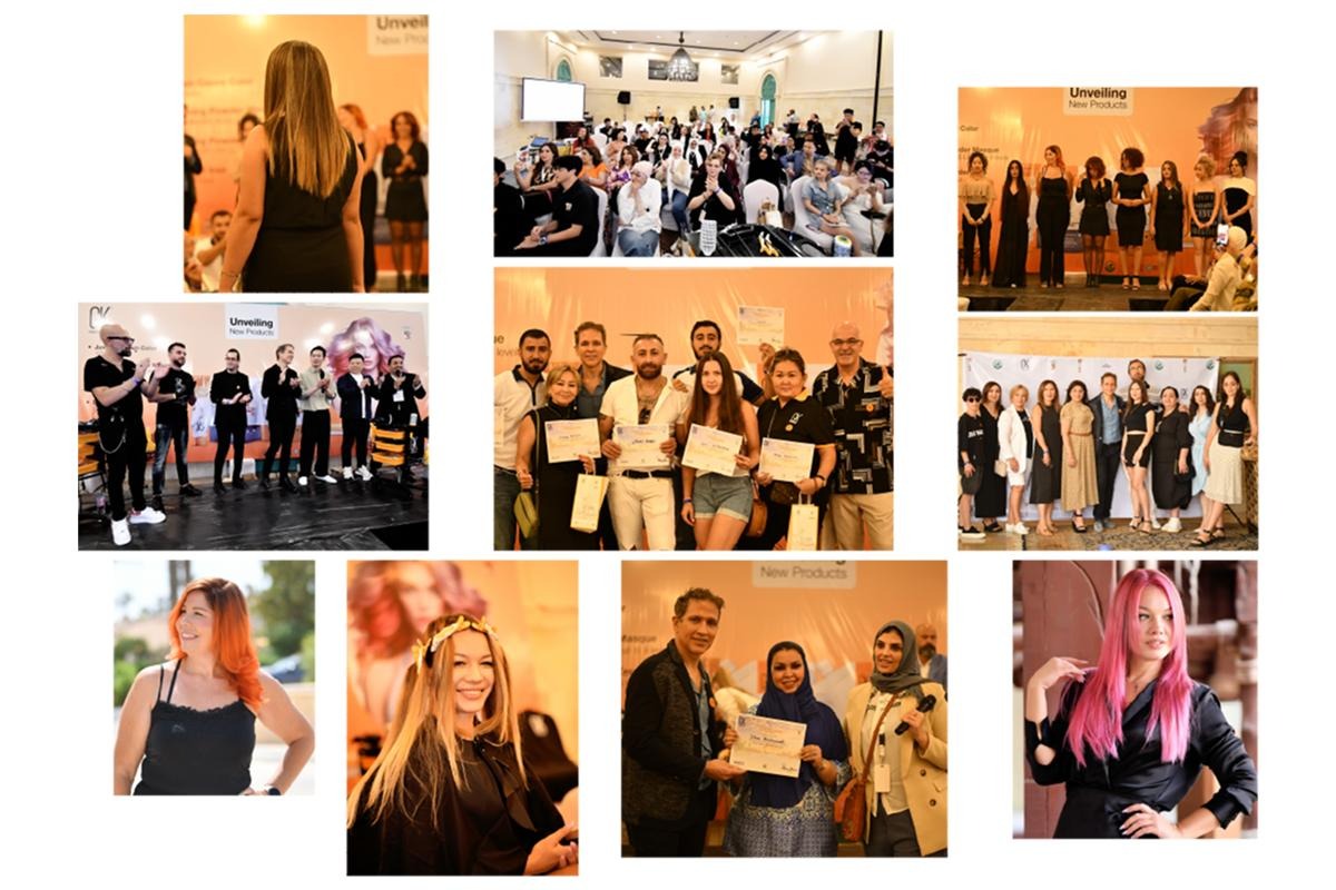 Stylists attending a GK Hair education event on stage in Sharm El Sheikh, Egypt