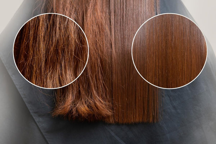 hair sample before and after using the right hair moisturizer
