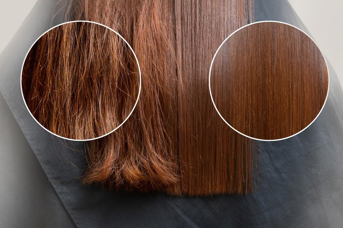 hair sample before and after using the right hair moisturizer