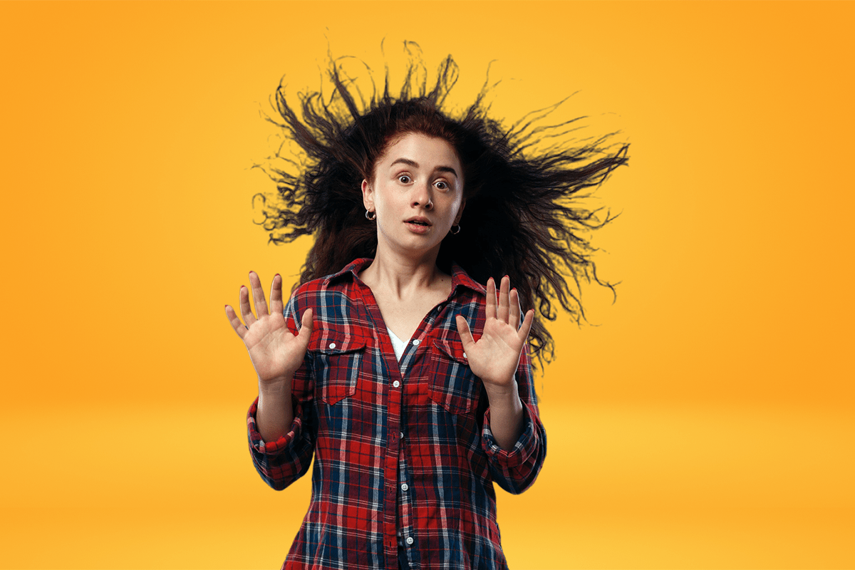 Girl with static hair