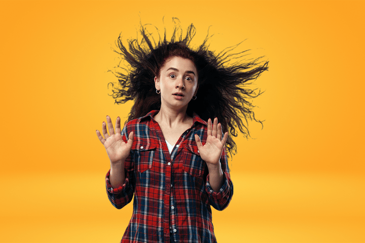 Girl with static hair