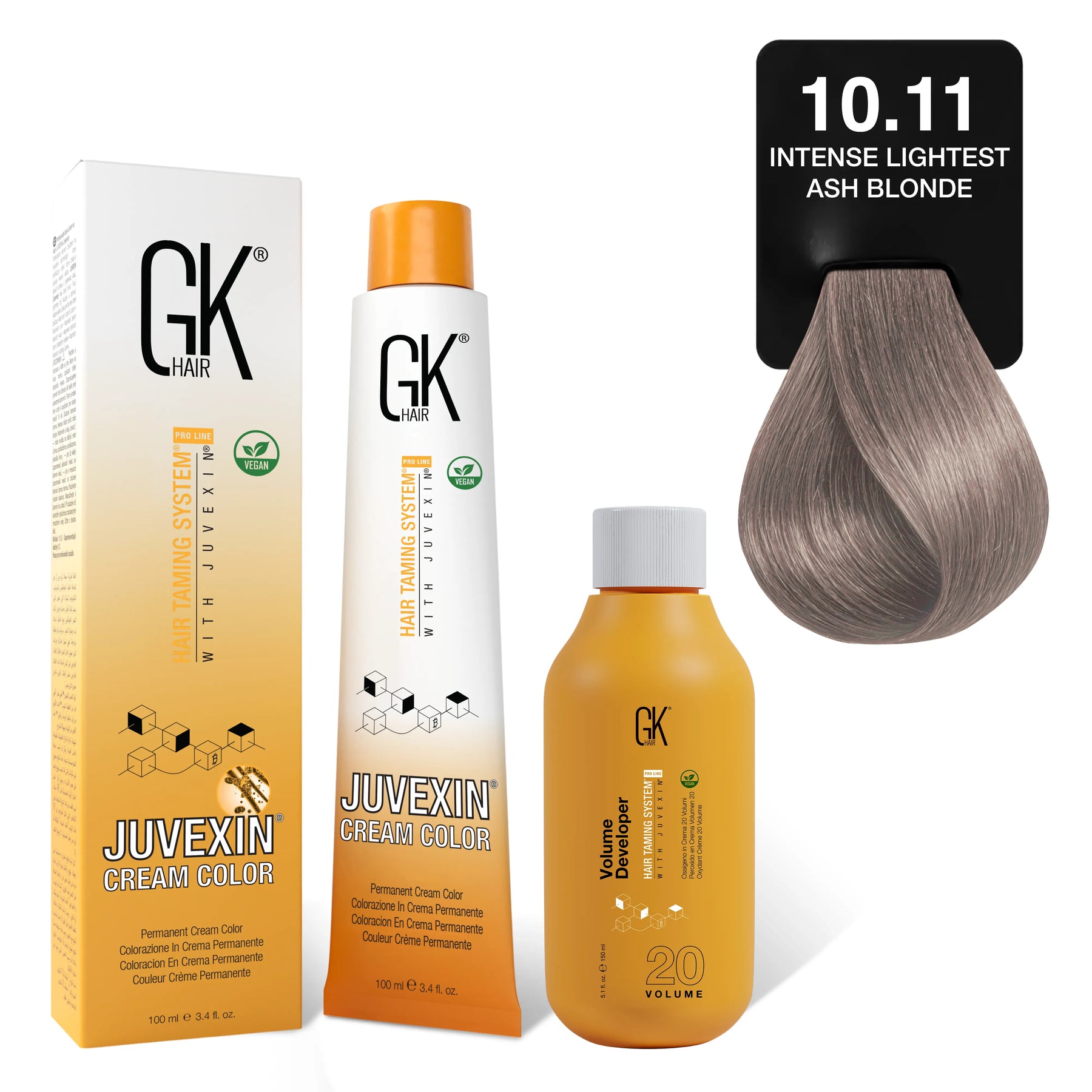 GK Hair 10.11 Intense Lightest Ash Blonde Juvexin Cream Color