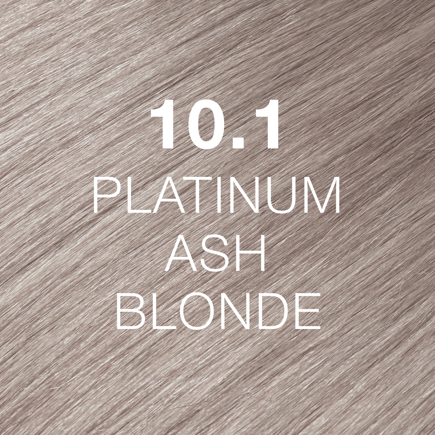 Silky hair texture showcasing the GK Hair's Juxevin Cream Color "10.1 Platinum Ash Blonde" in bold white text.