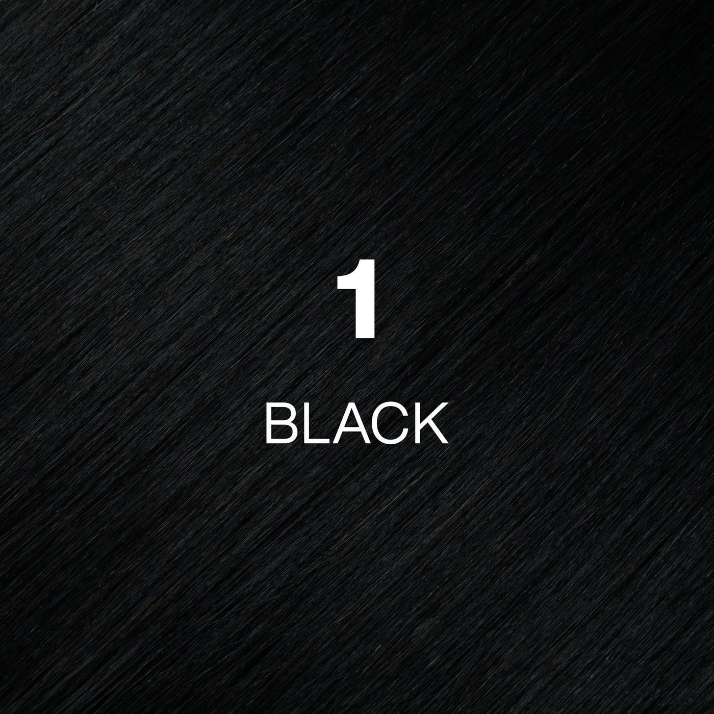 Silky hair texture showcasing the GK Hair's Juxevin Cream Color "1 Black" in bold white text.