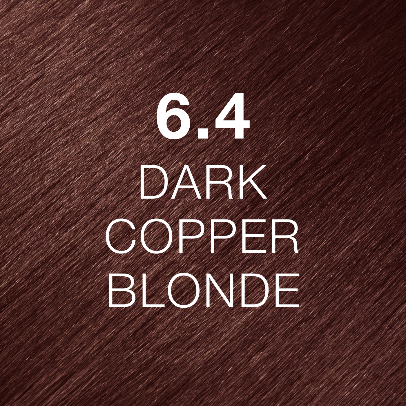 Silky hair texture showcasing the GK Hair's Juxevin Cream Color "6.4 Dark Copper Blonde" in bold white text.