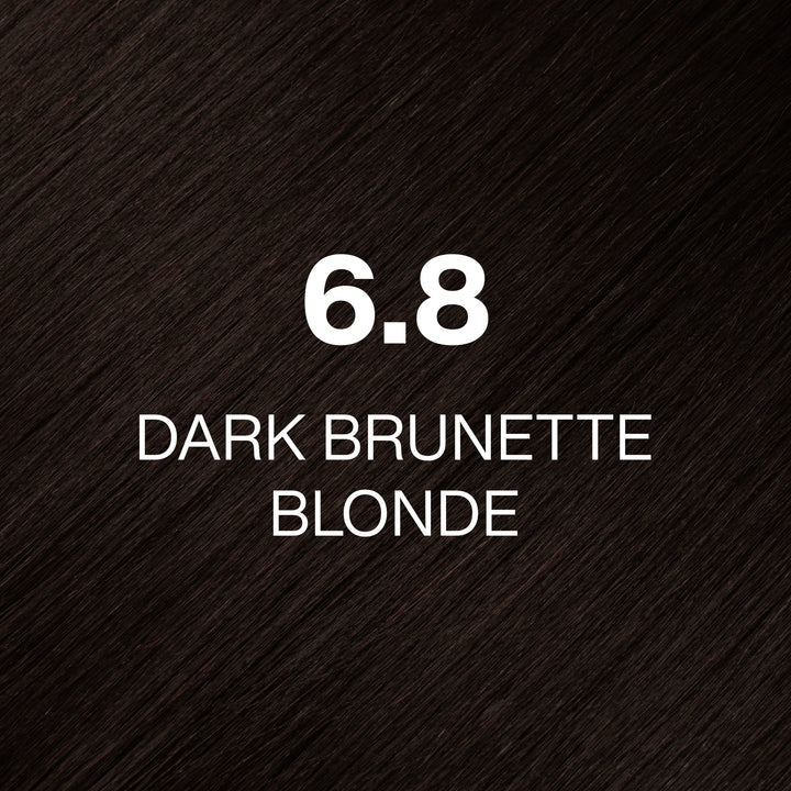 GK Hair Juvexin Cream Color swatch 6.8 Dark Brunette Blonde, very dark warm espresso-brown hair texture in white type