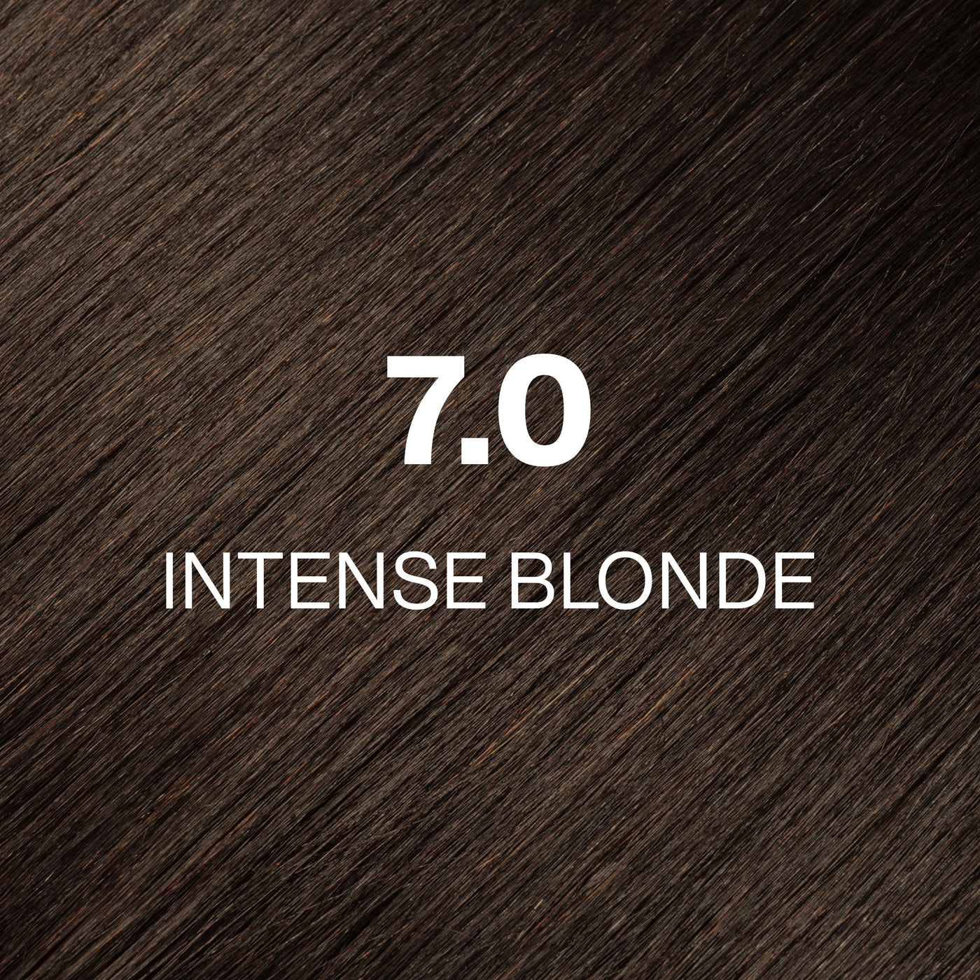 Silky hair texture showcasing the GK Hair's Juxevin Cream Color "7.0 Intense Blonde" in bold white text.