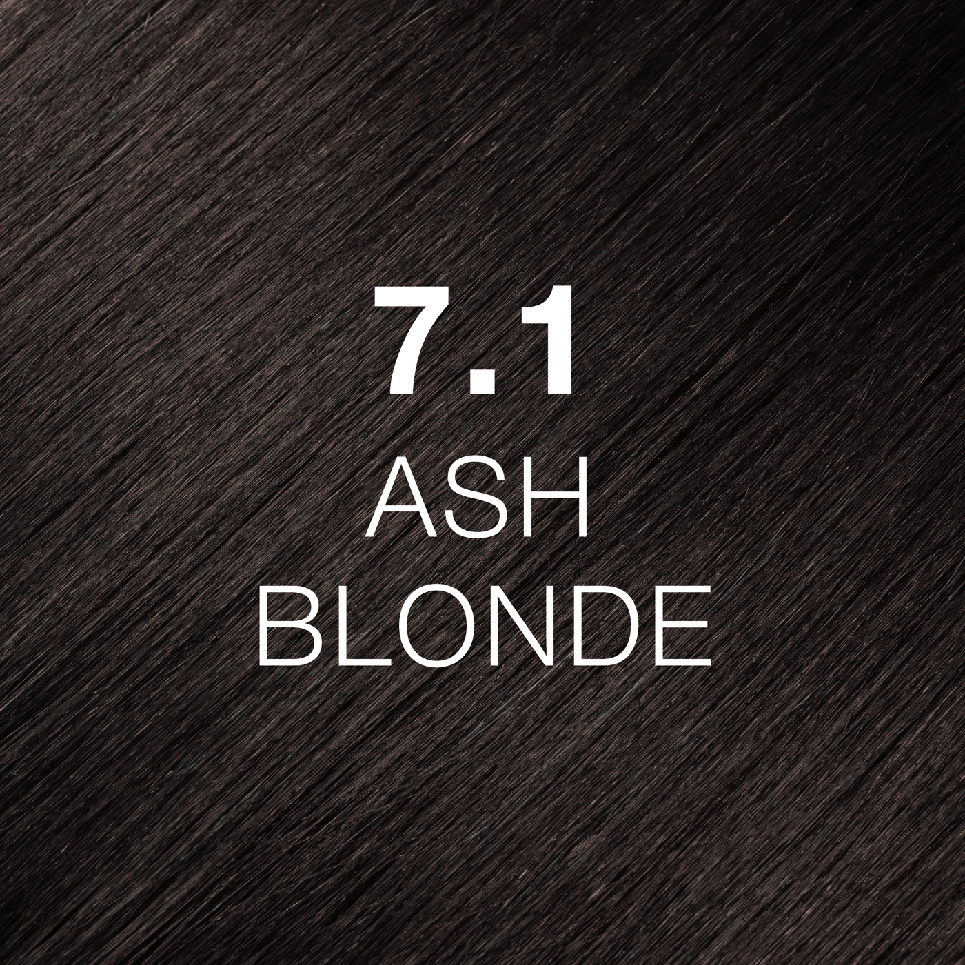 Silky hair texture showcasing the GK Hair's Juxevin Cream Color "7.1 Ash Blonde" in bold white text.