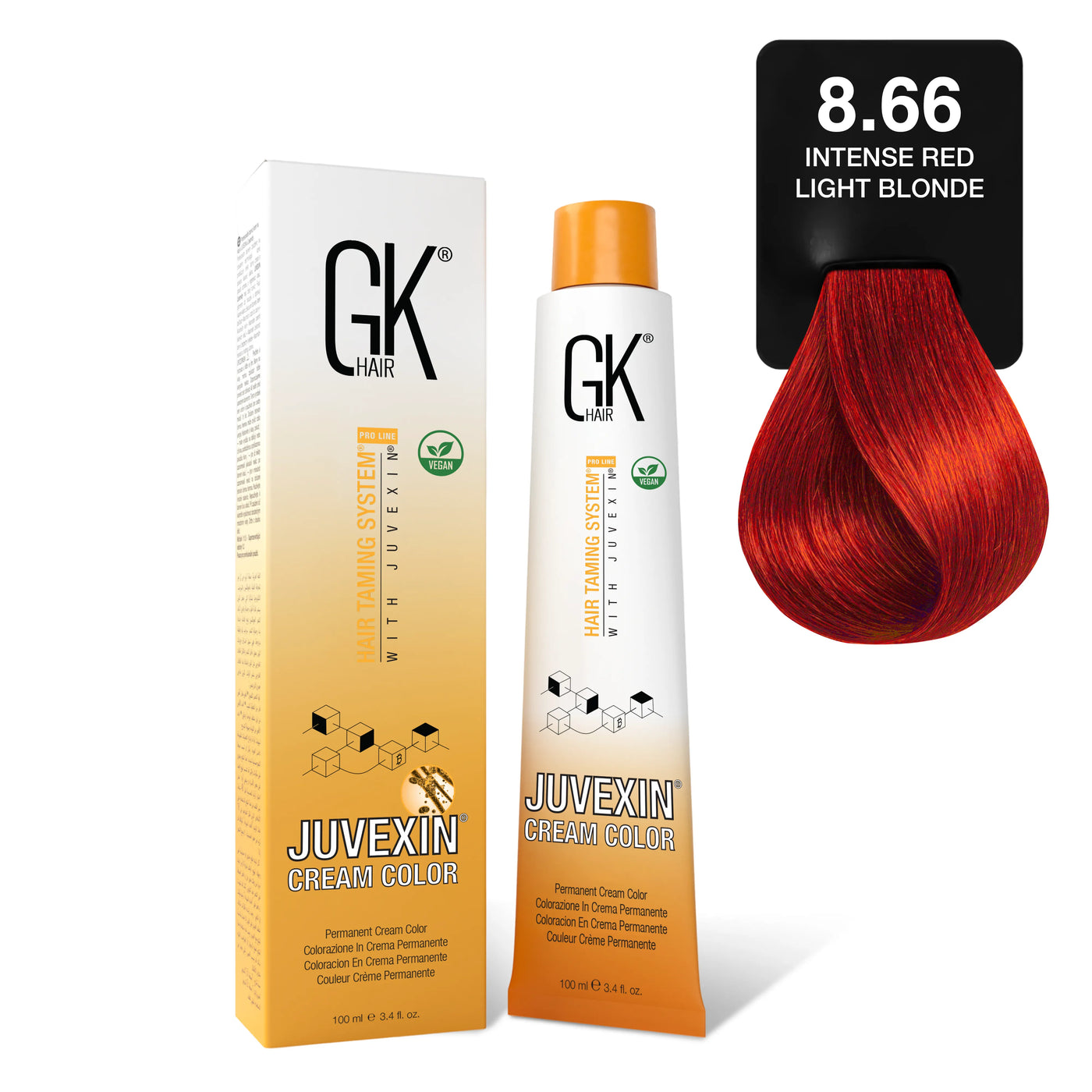GK Hair's Juvexin 8.66 Intense Red Light Blonde Cream Color product