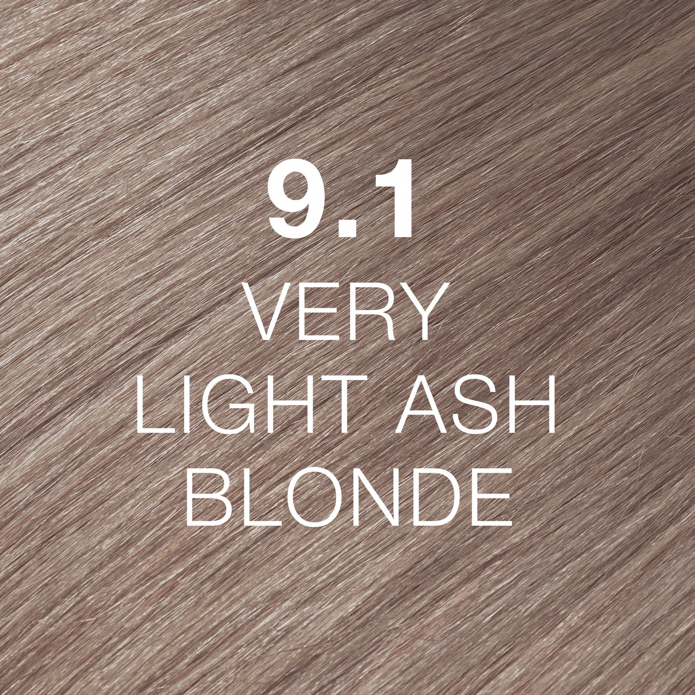 Silky hair texture showcasing the GK Hair's Juxevin Cream Color "9.1 Very Light Ash Blonde" in bold white text.