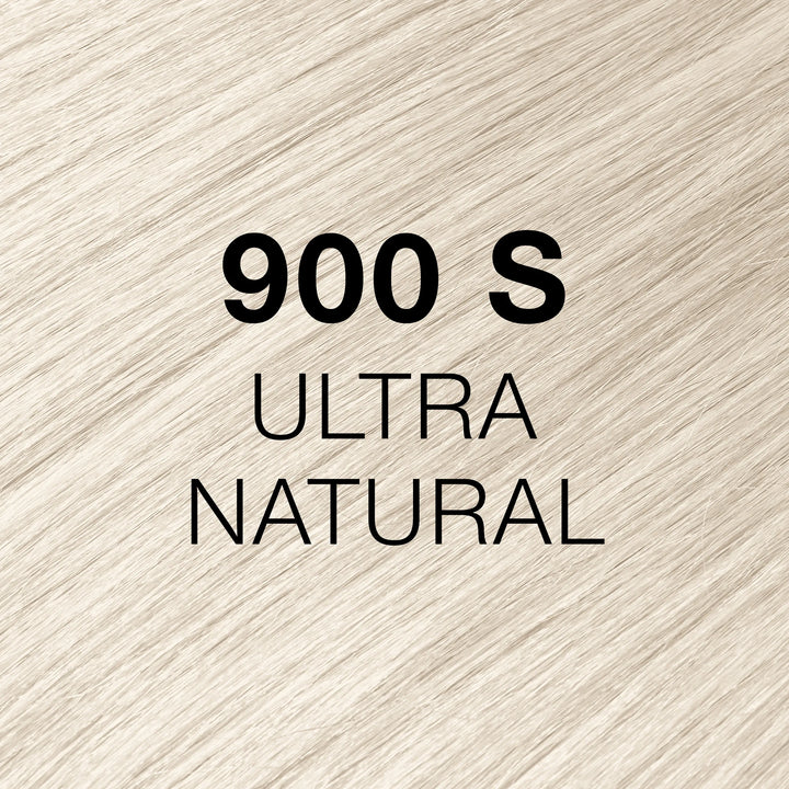 GK Hair Juvexin Cream Color 900 S Ultra Natural Superlighteners swatch, glossy creamy white-blonde hair