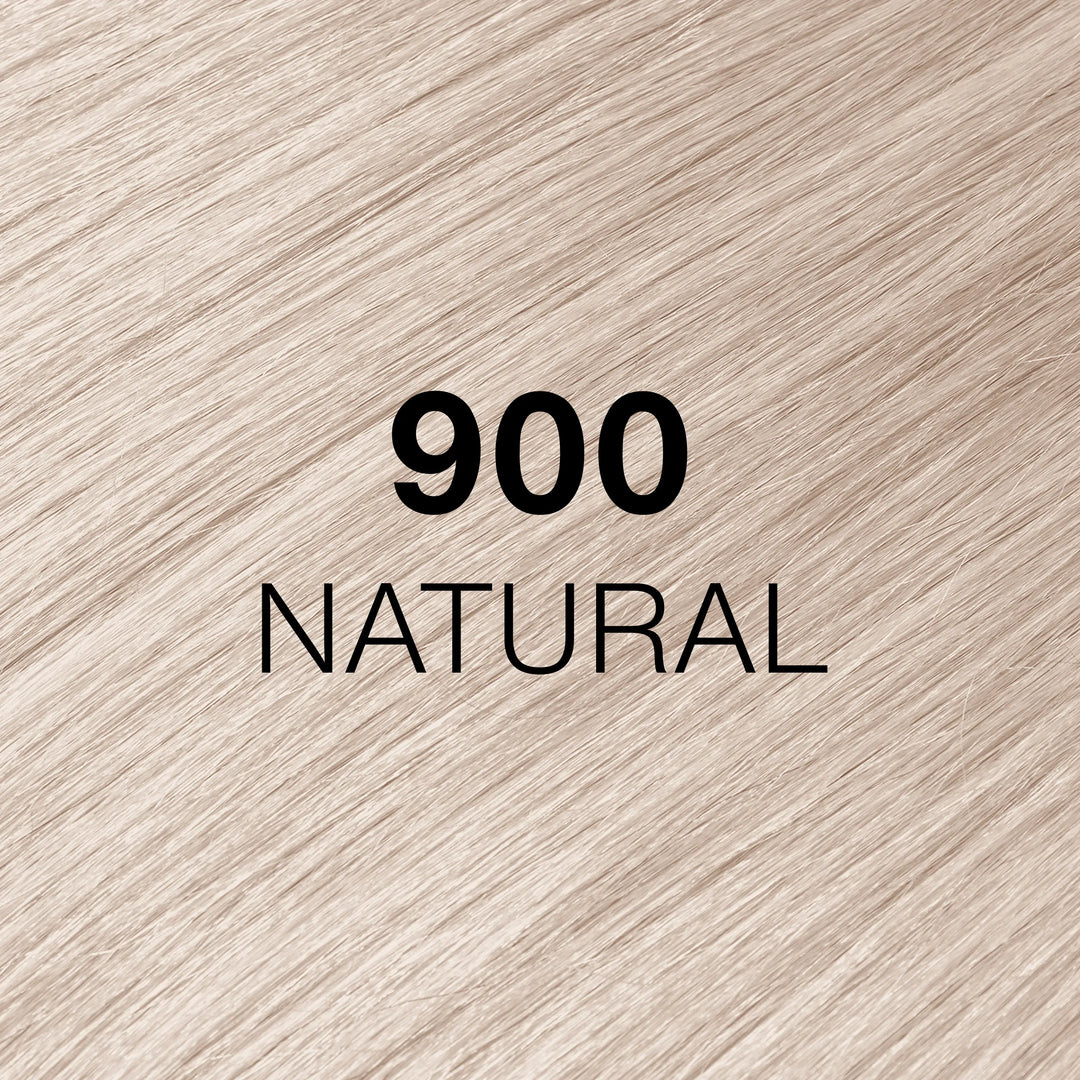 GK Hair Juvexin Cream Color 900 Natural Superlighteners swatch, glossy near-white beige-blonde hair texture