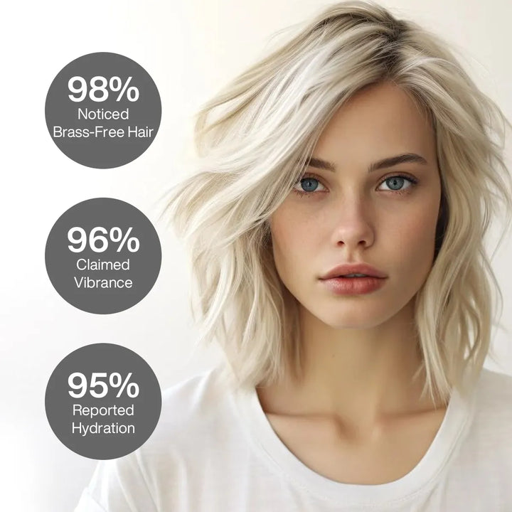 A Model Showcasing her Hair After Using Blonde Bag