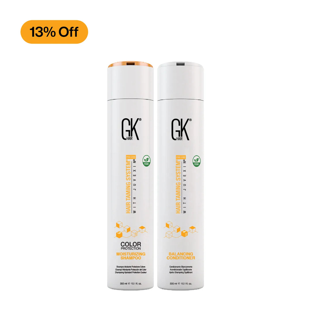 GK Hair Moisturizing Shampoo and Balancing Conditioner with a badge of 13% off