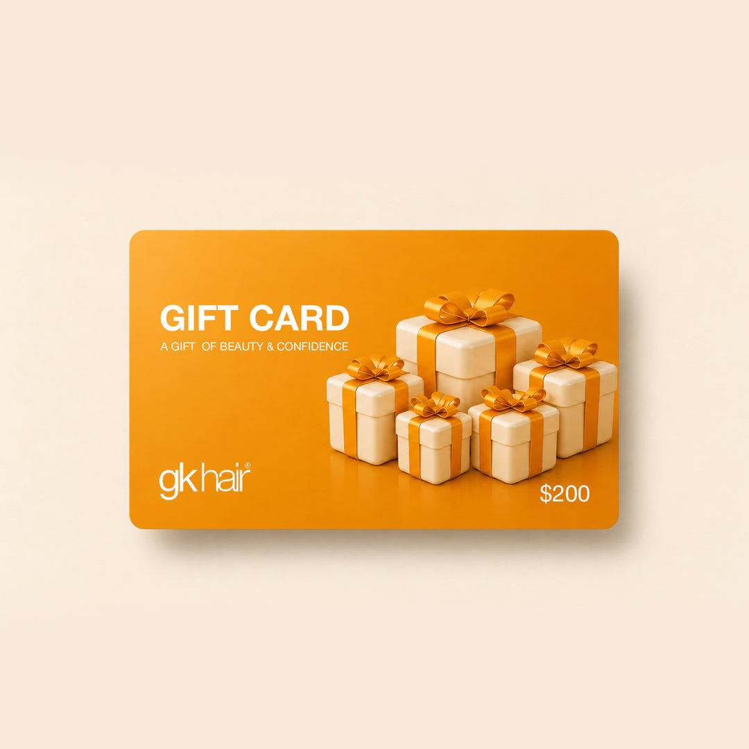 Orange gift card with decorative boxes and &