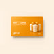 Orange gift card with a decorative box and bow, featuring the 'gk hair' brand.