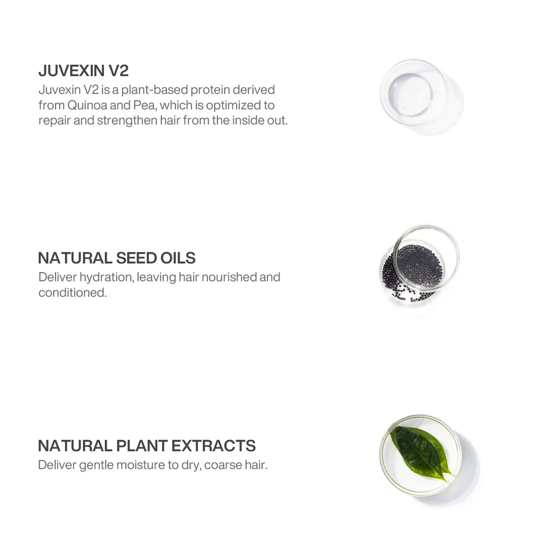 GK Hair Hot Bombshell Masque Pro ingredients: Juvexin V2 plant protein from quinoa and pea, natural seed oils, natural plant extracts