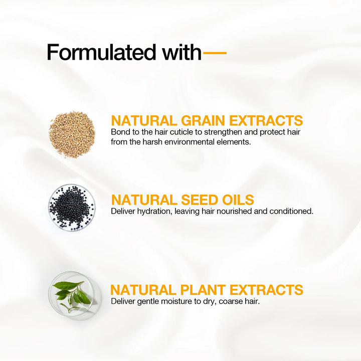 GK Hair Moisturizing Conditioner, formulated with Natural Grain Extracts, Natural Seed Oils and Natural Plant Extracts in dishes