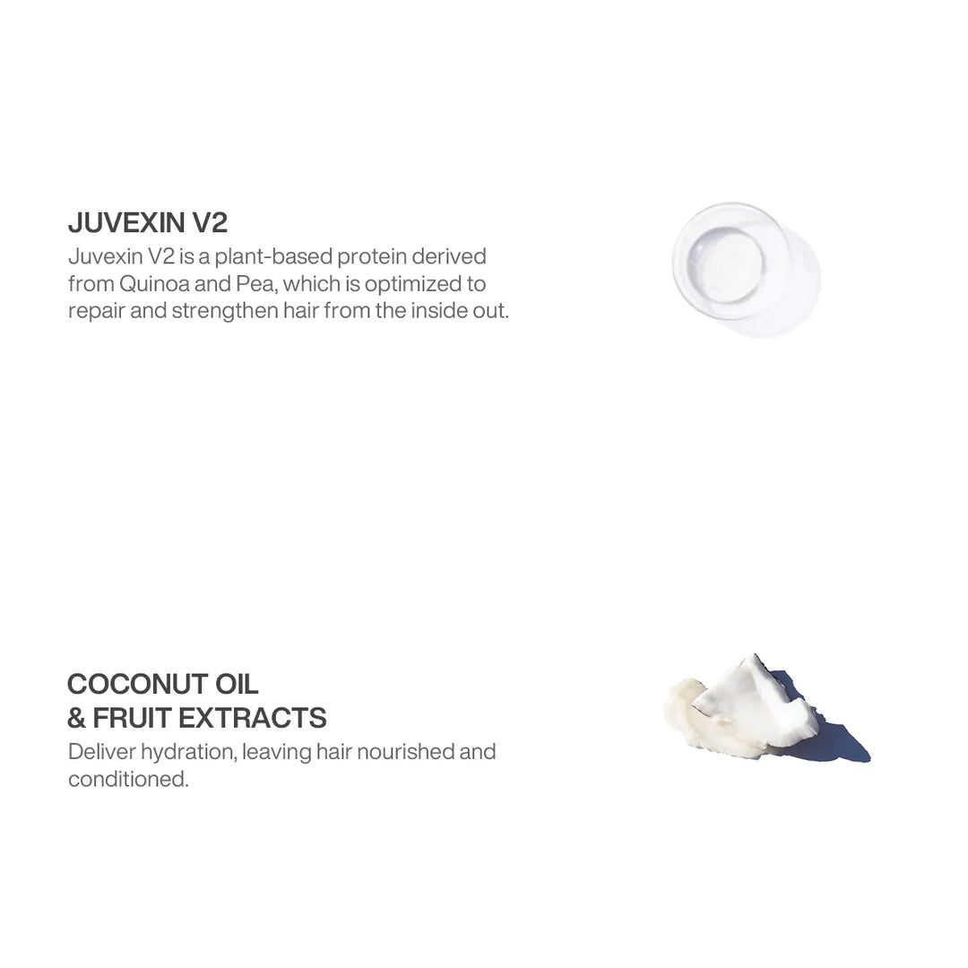 GK Hair Ultra Blonde Deal ingredient panel: Juvexin V2 from quinoa and pea, plus coconut oil and fruit extracts for hydration