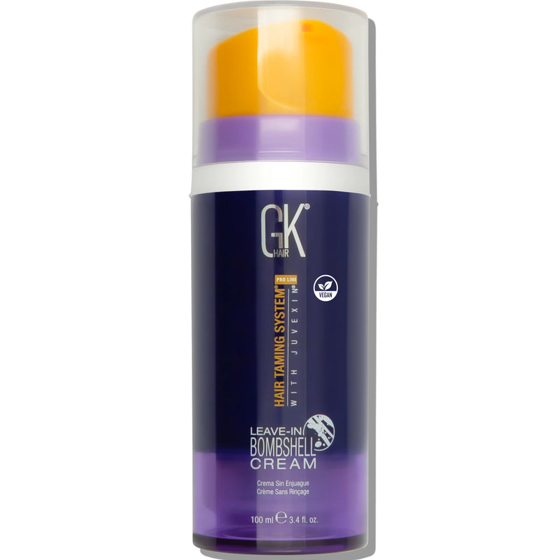 GK Hair Leave-In Bombshell Cream, 100ml, designed for taming hair with a vegan formula.