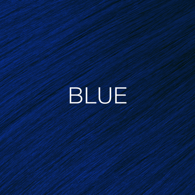 Silky hair texture showcasing the GK Hair's Juxevin Cream Color "Mixtones Blue" in bold white text.