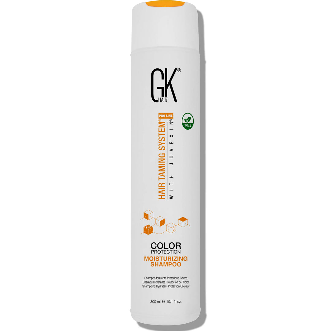 GK Hair Color Protection Moisturizing Shampoo 300 ml white bottle with an orange flip cap and a vegan badge