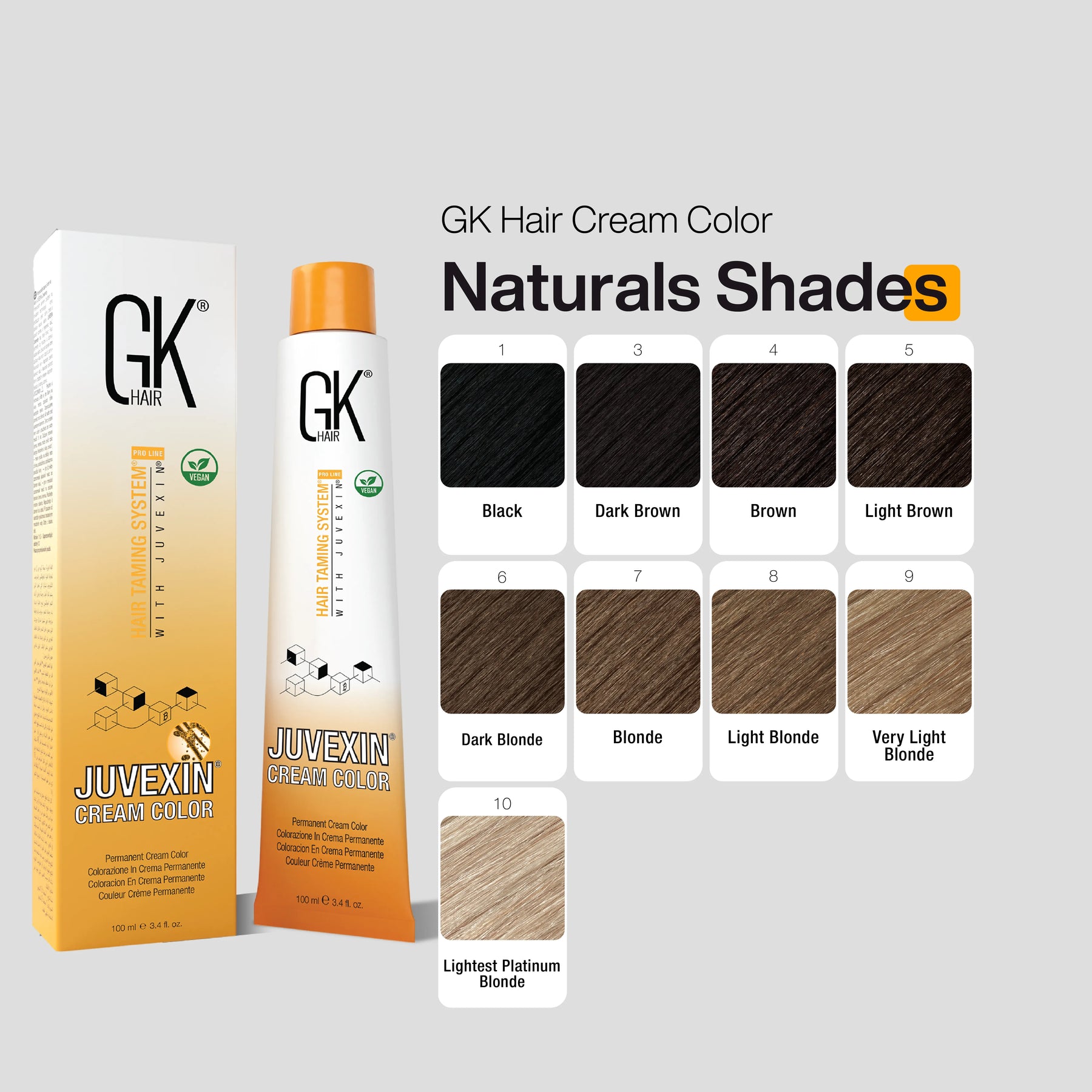 GK Hair Naturaal Shade Cream Color Chart