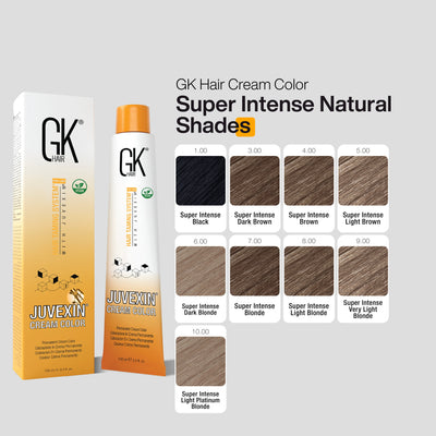 GK Hair Cream Color packaging with color chart on a gray background
