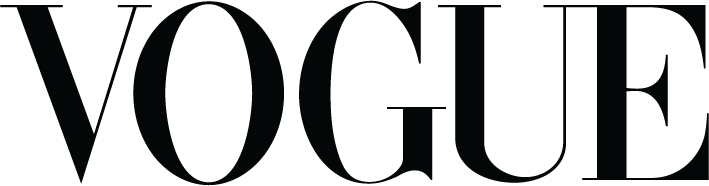 VOGUE magazine logo in black serif capital letters on a white background