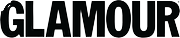 GLAMOUR magazine logo in bold black capitals, small trimmed version cropped tight to the letters