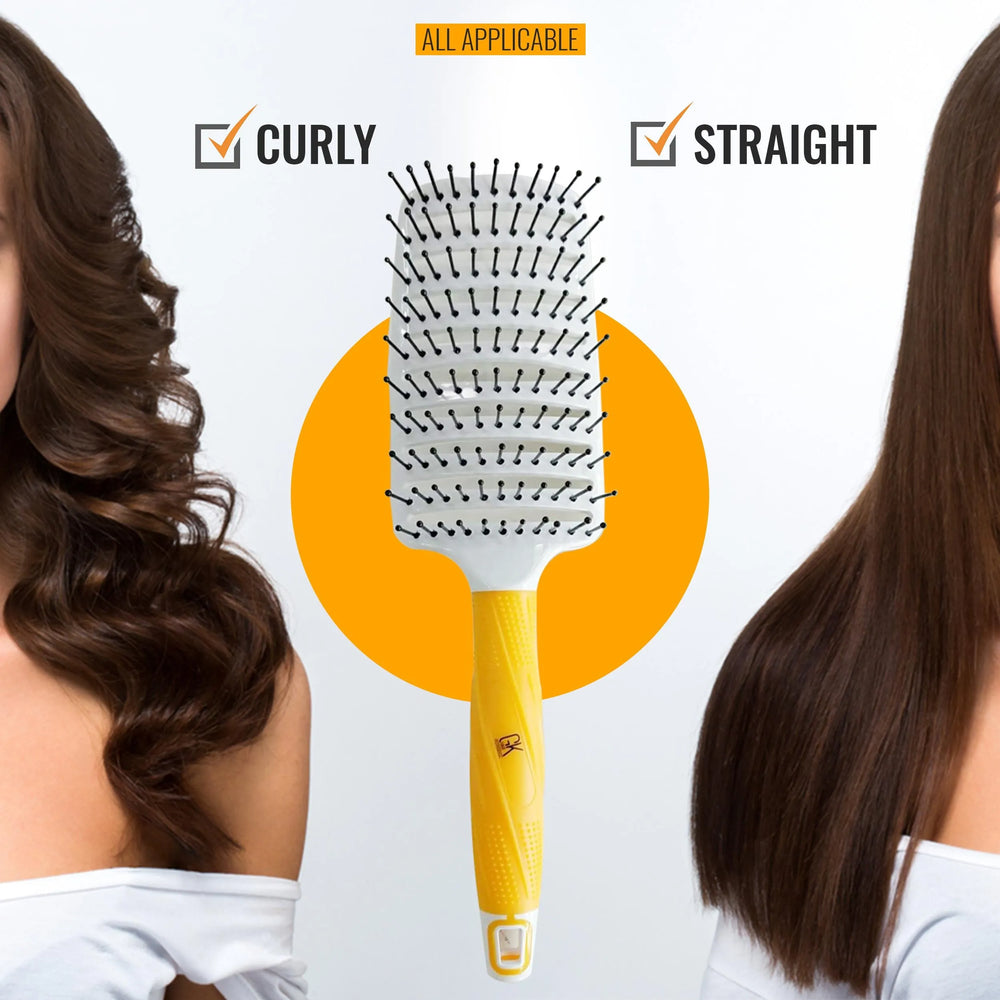GK Hair Vent Brush 3 inch Pro between wavy and straight brunette models, ticked All Applicable for Curly and Straight